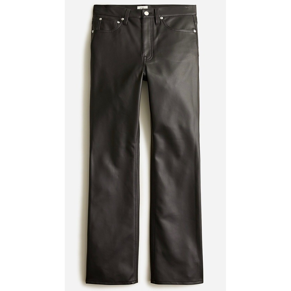 J.Crew Womens High-Rise‎ Slim Demi-Boot Pant Faux Leather Black BK823 Size 29